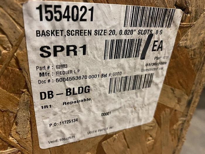 Used VOITH SCREEN BASKET SIZE 20 .020" SLOTS S/S