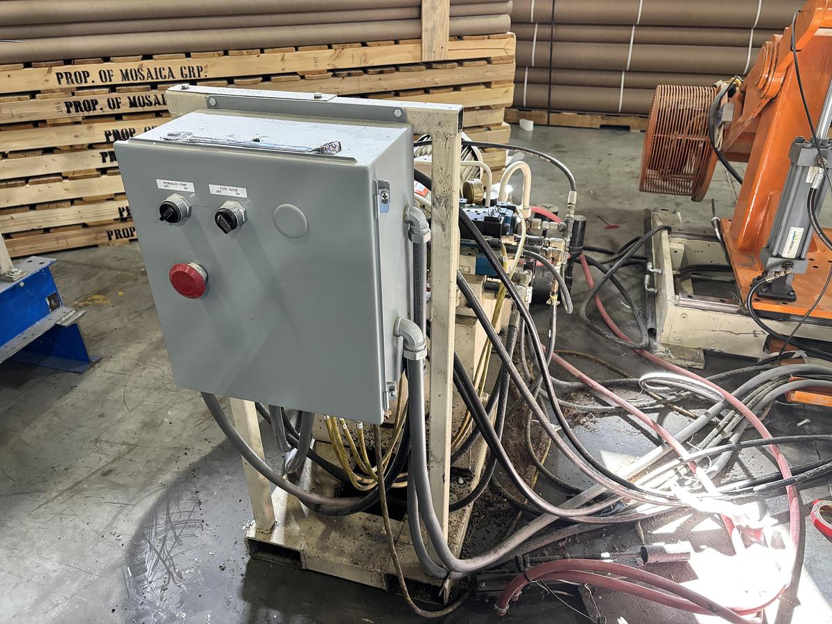 Used 128" WIDE AMERICAN CUSTOM MACHINERY (ACM) TWO DRUM SLITTER REWINDER WITH PERFORATOR