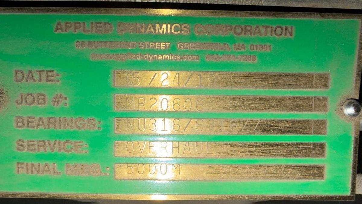 Used 100HP GE AC MOTOR 405TFRAME OVERHAULED MAY 2019