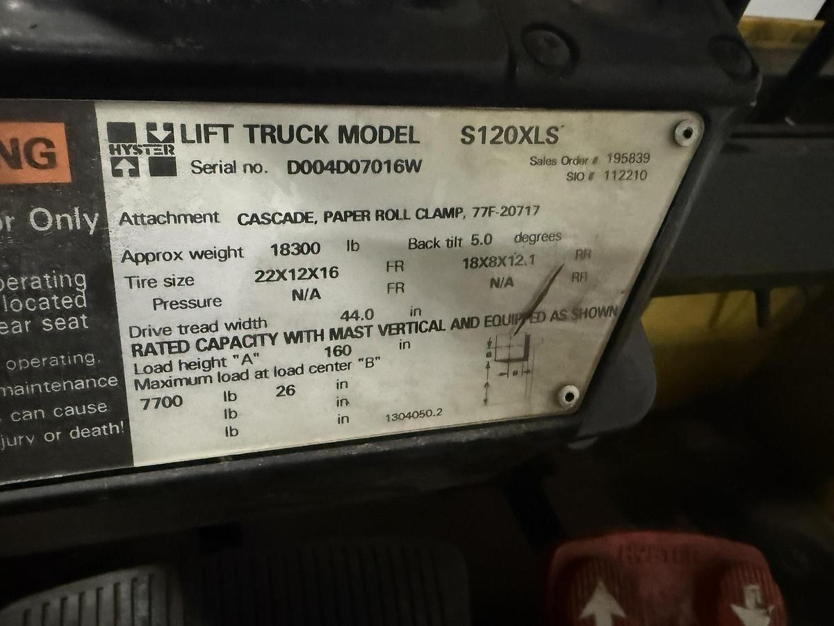 Used 12,000 POUND HYSTER S120XLS FORKLIFT