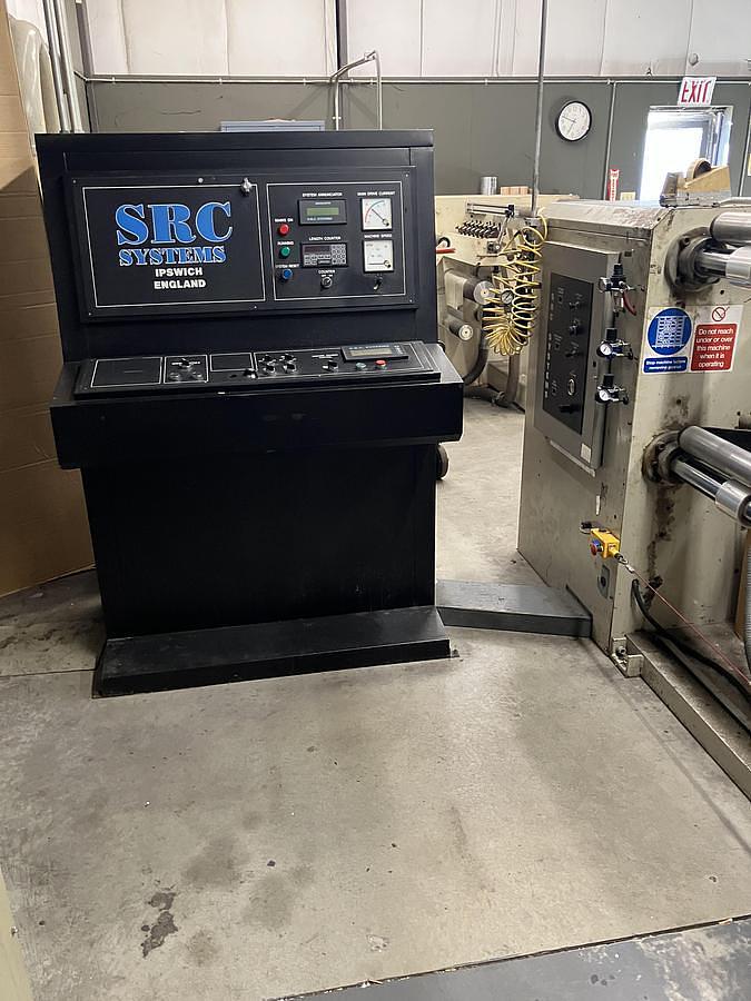 Used 60" WIDE SRC SYSTEMS LTD MODEL 480 DUPLEX SLITTER REWINDER