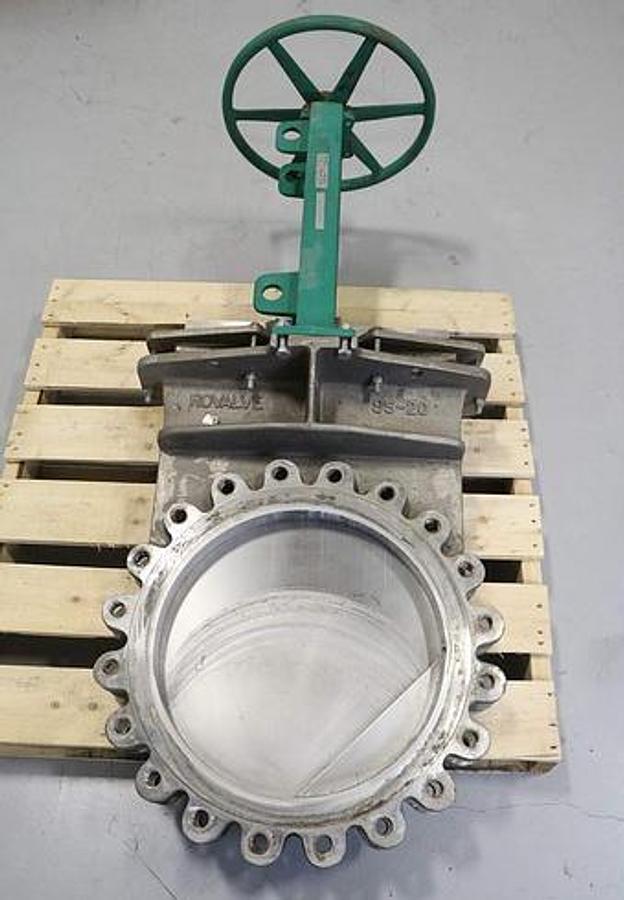 Used ROVALVE 20" V-PORT MANUAL KNIFE GATE VALVE SS