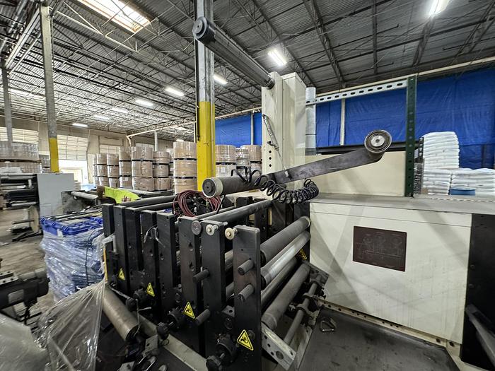 Used 13" WIDE NILPETER FB-4300 8 COLOR FLEXO PRESS 1 DIE CUTTING STATION