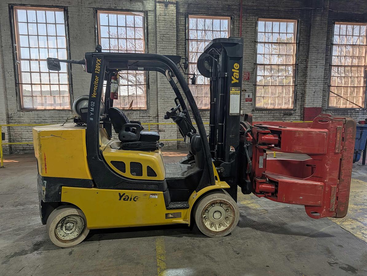Used 12,000 POUND YALE GC120VXPRS FORKLIFT WITH 72" BOLZONI CLAMP