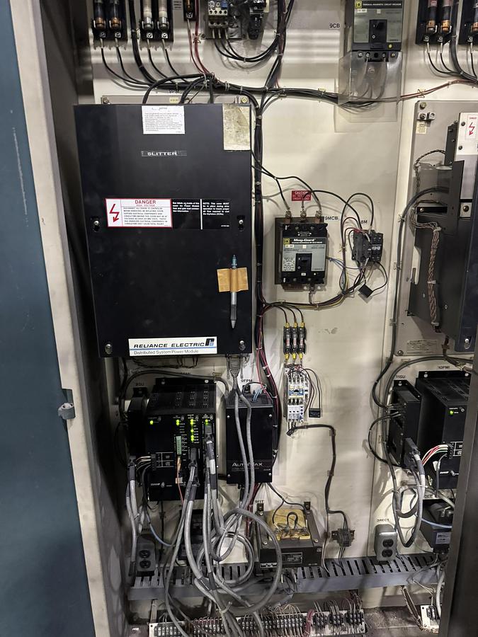 Used 95" WIDE A&F TWO DRUM SLITTER REWINDER - SHAFTLESS 72" DIAMETER REWIND