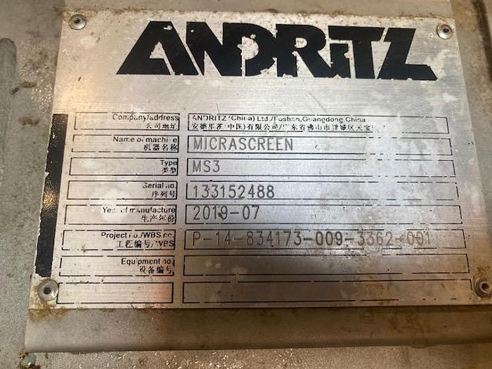 Used ANDRITZ MICRASCREEN MS3 STAINLESS STEEL MANUFACTURED 2019
