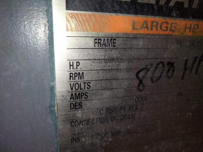 Used RELIANCE 800 HP REFINER MOTOR 594 RPM 4160 VOLTS