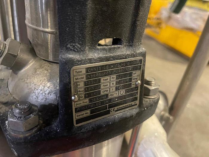 Used GRUNDFOS 1 HP PUMP MODEL CRN1S-15 A FGJ-G-E-HQQE