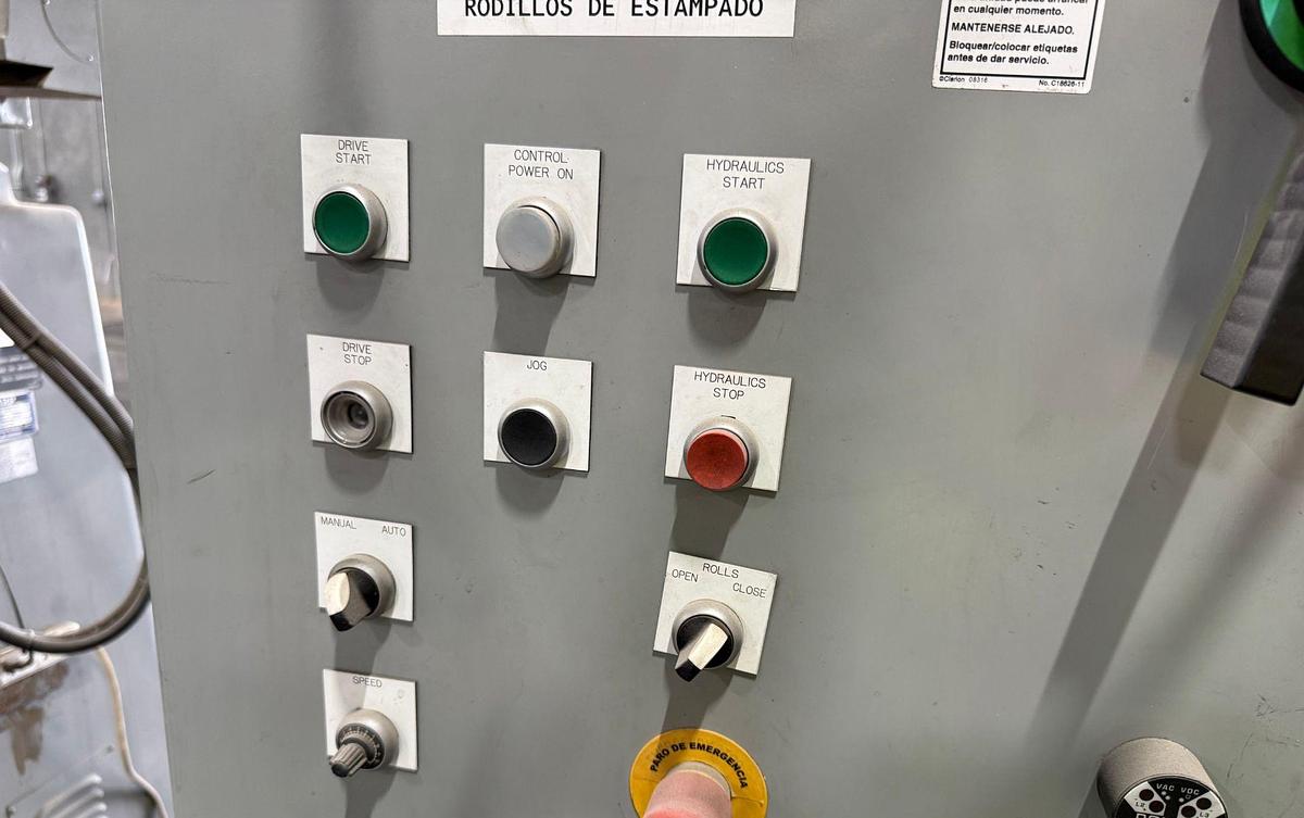 Used 47" WIDE EASTERN ENGRAVING AND MACHINE CO. INC. HYDRAULIC EMBOSSING MACHINE REBUILT 2010