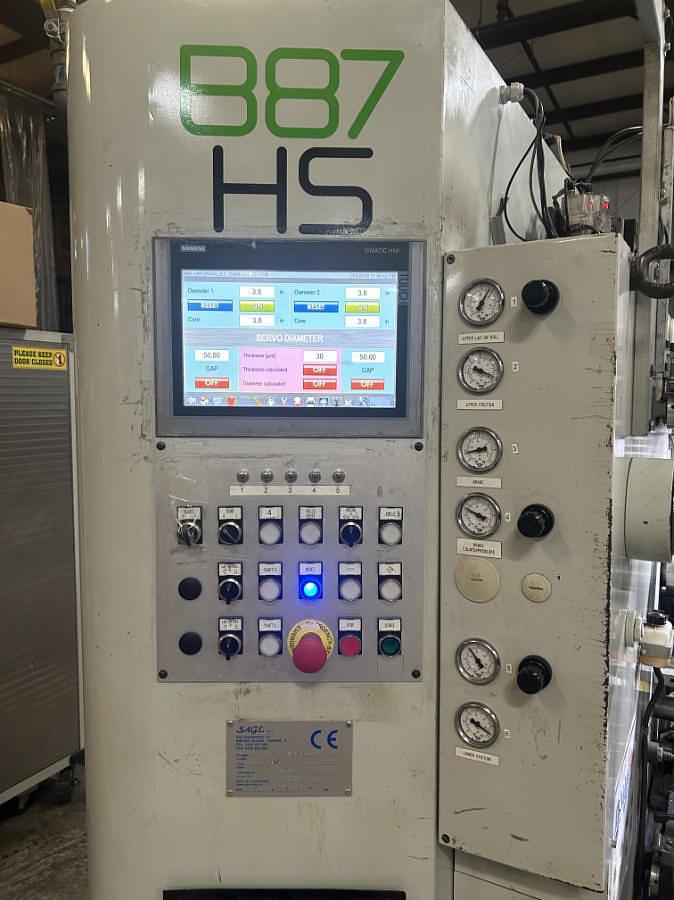 Used 62" WIDE BIELLONI MODEL B87 CANTILEVERED DUPLEX SLITTER REWINDER - MFG 2015