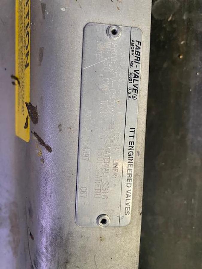 Used FABRI-VALVE 14" DIAMETER MANUAL SLIDE GATE VALVE T-316S/S