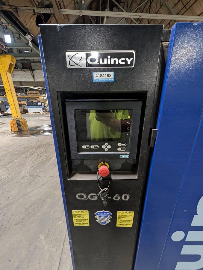 Used 60 HP QGV-60 QUINCY AIR COMPRESSOR SYSTEM WITH QED-600 AIR DRYER MANUFACTURED 2018