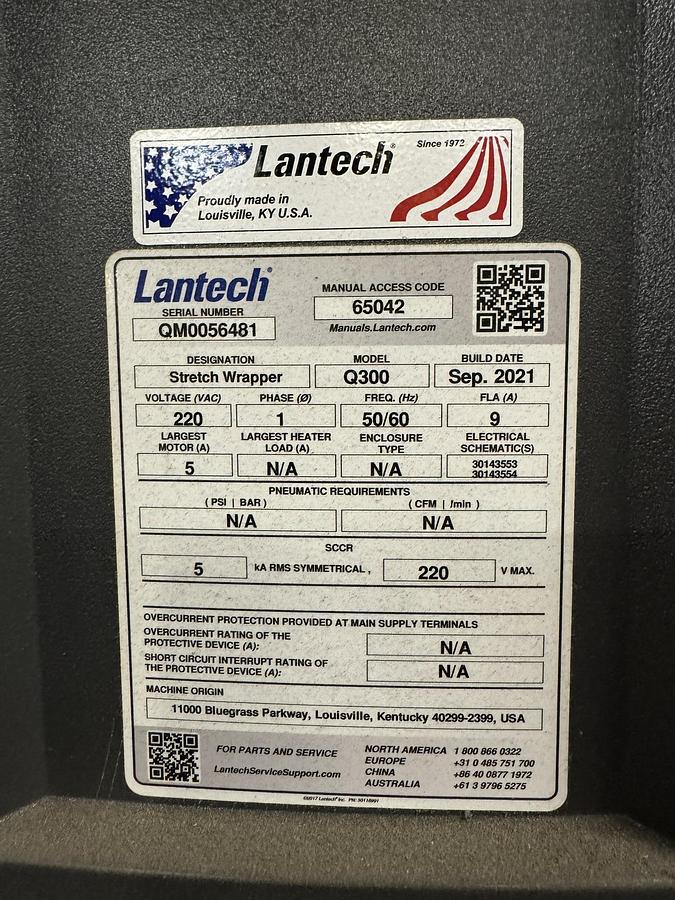 Used LANTECH Q300 PALLET STRETCH WRAPPER MANUFACTURED 2021