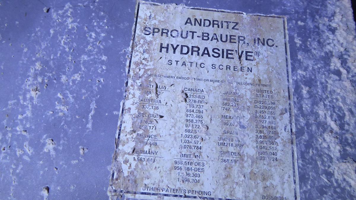 Used ANDRITZ SPROUT BAUER MODEL 554-2-120 S/S HYDRASIEVE