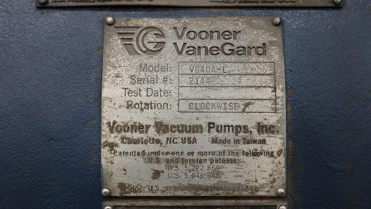 Used VOONER VG40A-L VACUUM PUMP REBUILT SPARE (REPLACEMENT OF CL4001 NASH)