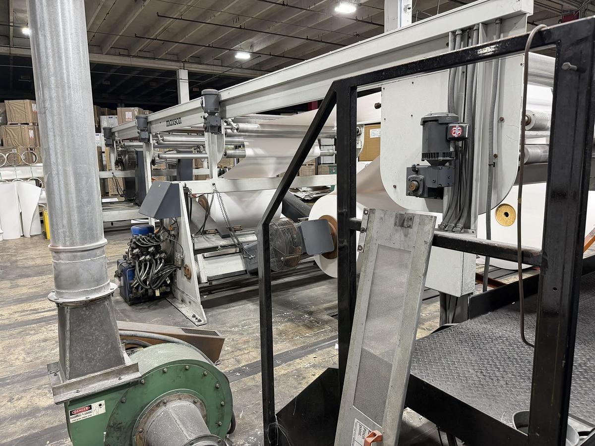 Used 65" WIDE MAXSON MDH DUAL ROTARY SHEETER - FOUR UNWIND STANDS - MANUFACTURED 2014 - PENDING LS