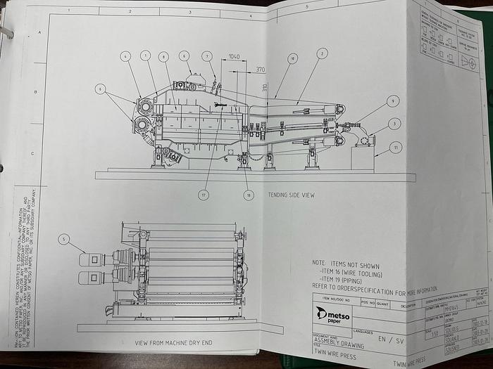 Used 122" (3.1M) TWIN WIRE WETLAP MACHINE W/ MODIFIED HEADBOX IN 2018 RATED 232 AIR DRY TONS