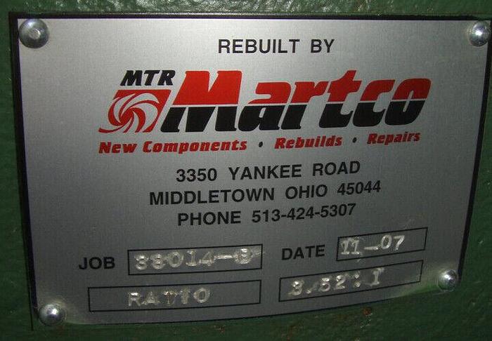 Used BELOIT GL&V MODEL 450 GEAR REDUCER PULPER DRIVE RATIO 3:52:1 REBUILT BY MARTCO