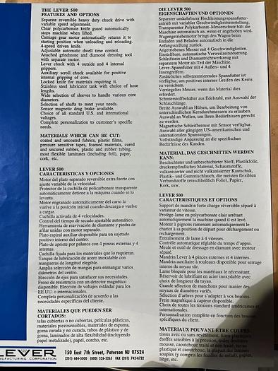 Used 85" LEVER MODEL 500 SINGLE KNIFE BOLONEY CUTTER W/ MISTER 14" DIAMETER