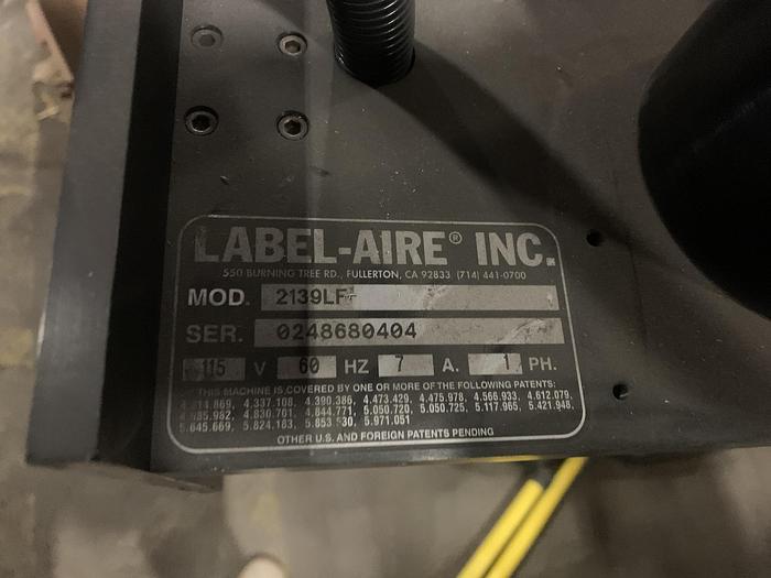 Used LABEL-AIR INC. LABEL APPLICATOR