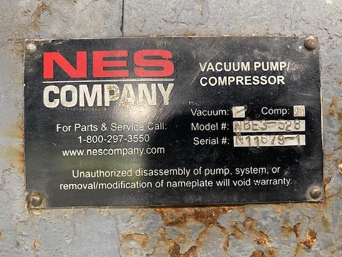 Used NES NBE SERIES MODEL NBE3-526 SINGLE STAGE LIQUID RING VACUUM PUMP WITH GEARBOX AND MOTOR