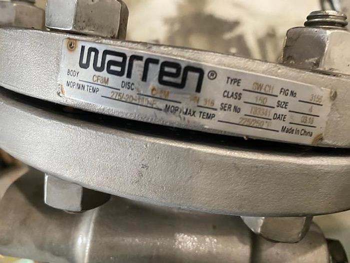 Used WARREN TYPE SW CH SIZE 4 CHECK VALVE 