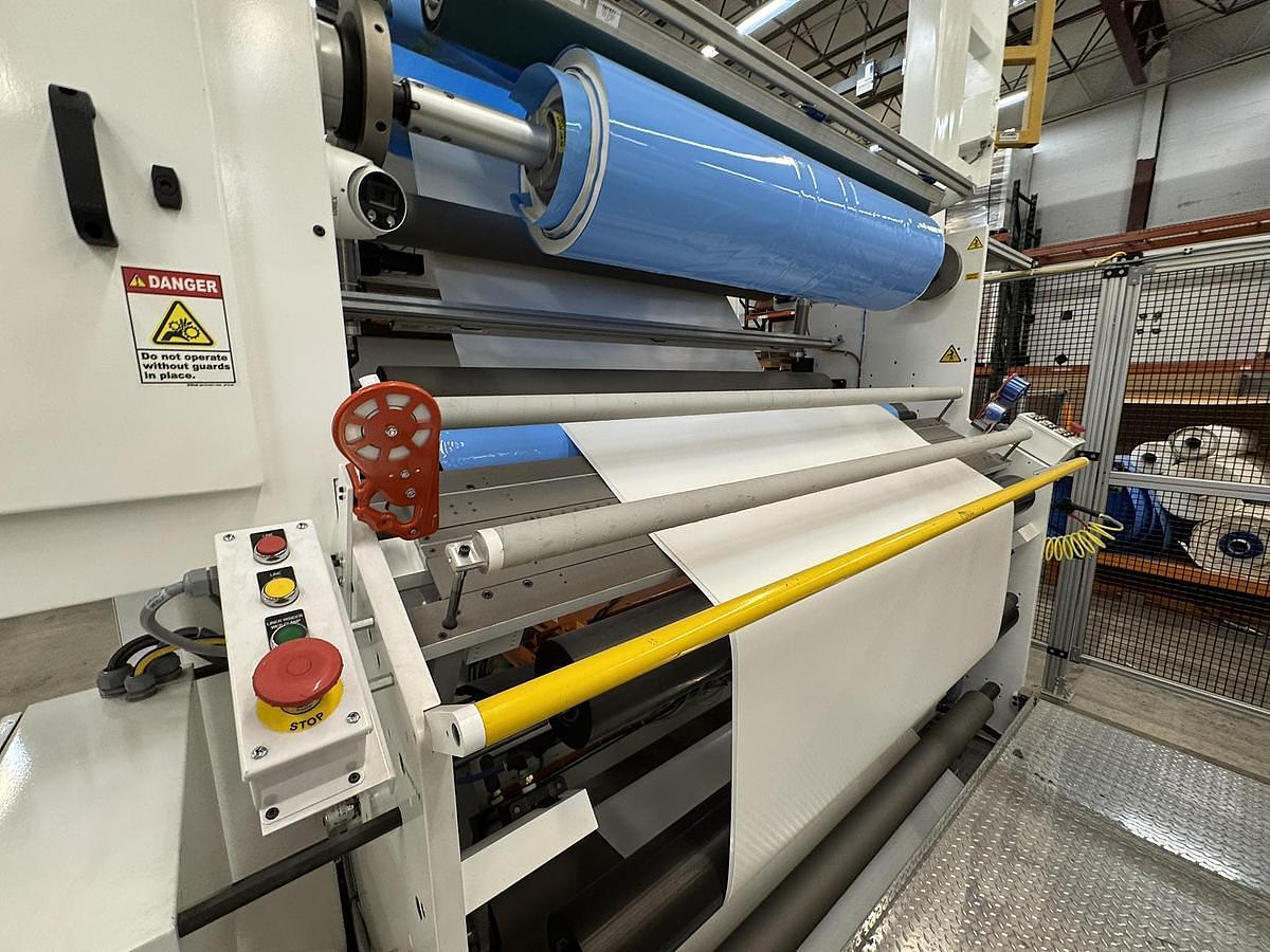 Used 72" WIDE CATBRIDGE MODEL 324 CONTINUOUS RUN SIMPLEX TURRET 24-36" REWIND DIAMETER
