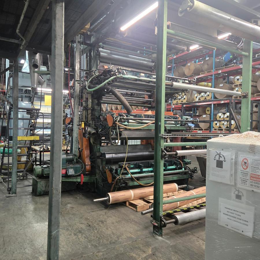 Used 68" WIDE WOLVERINE 6 COLOR FLEXO STACK PRESS - 60" DIAMETERS