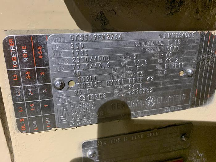 Used 350 HP 1785 RPM GENERAL ELECTRIC MOTOR MODEL 5KS509EN2764 2300/4000V