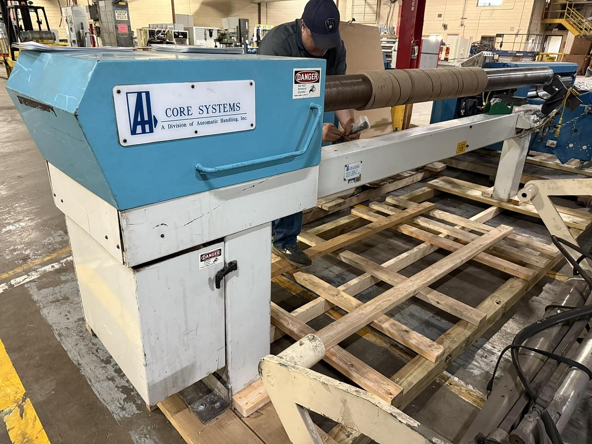 Used 120" WIDE AUTOMATIC CORE CUTTER FOR 3" CORES