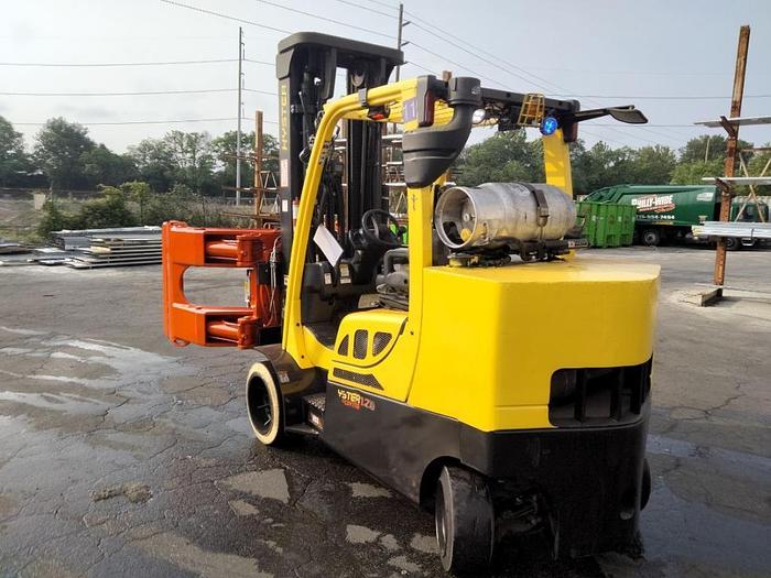 Used 12,000 POUND CAPACITY HYSTER MODEL S120FTPRS FORKLIFT WITH BOLZONI ROLL CLAMP 2018
