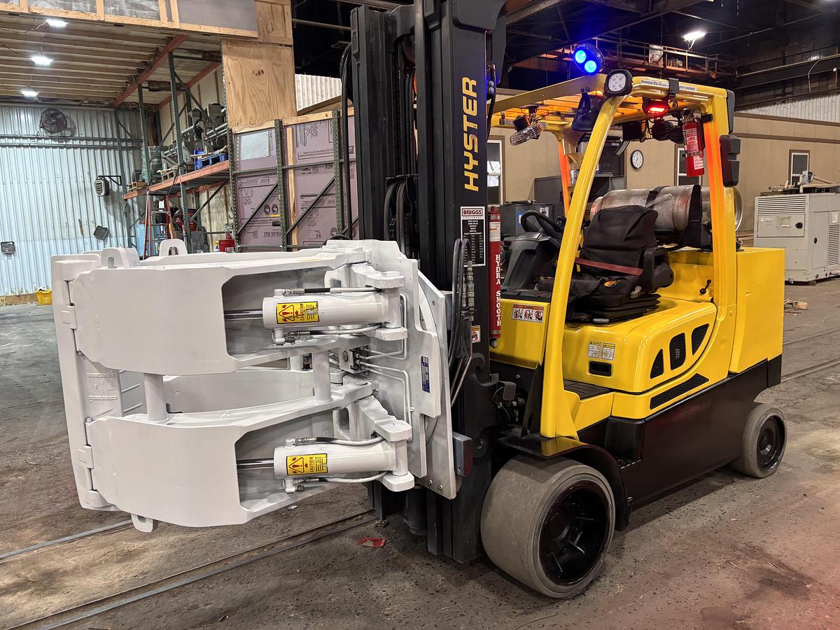Used 12,000 POUND HYSTER S120FTPRS PAPER ROLL CLAMP FORKLIFT 60" DIAMETER CLAMP 6,500 HOURS