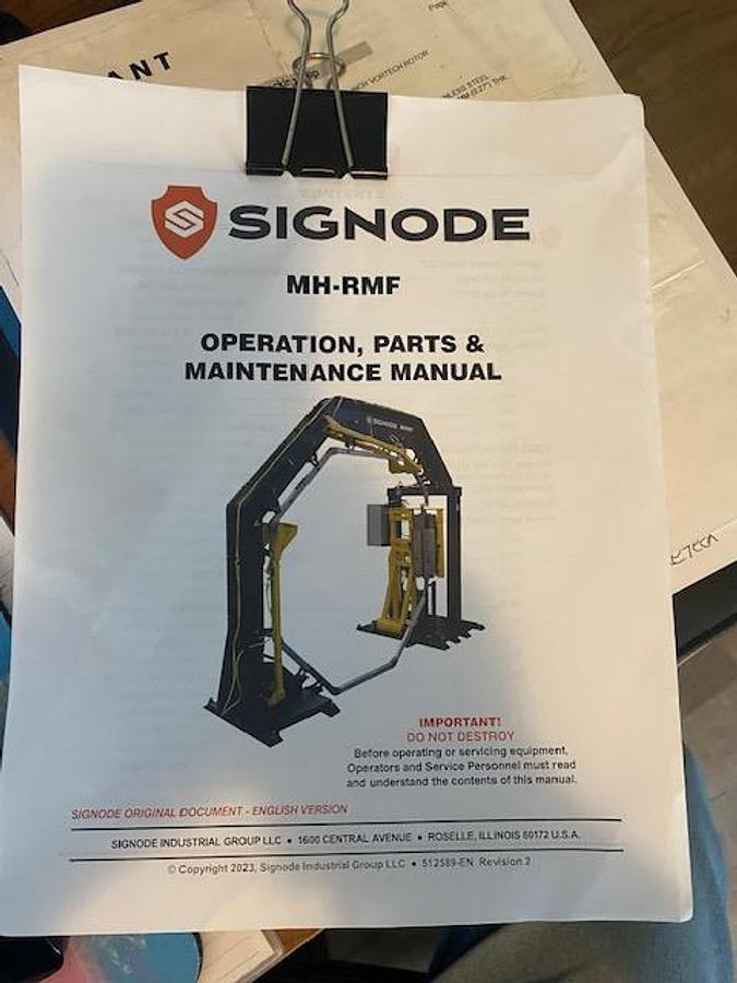 Used SIGNODE MODEL MH-RMF ROLL STRAPPER MANUFACTURED 2022 - PDF WRITE UP