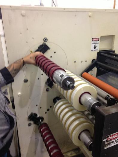 Used 16" WIDE INDEPENDENT MACHINE CO. DUPLEX TURRET SLITTER REWINDER