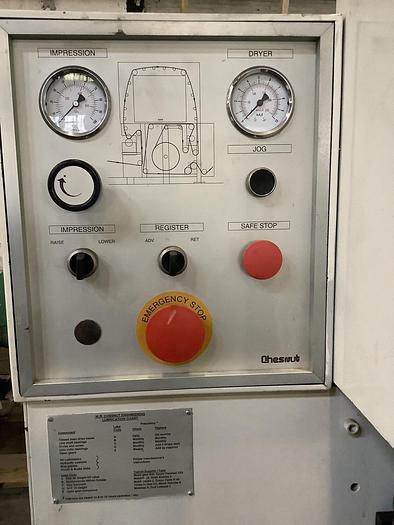 Used 15" WIDE CHESNUT ENGINEERING 1 COLOR PRINTER 2 ROLL ROTOGRAVURE AND LAMINATING LINE