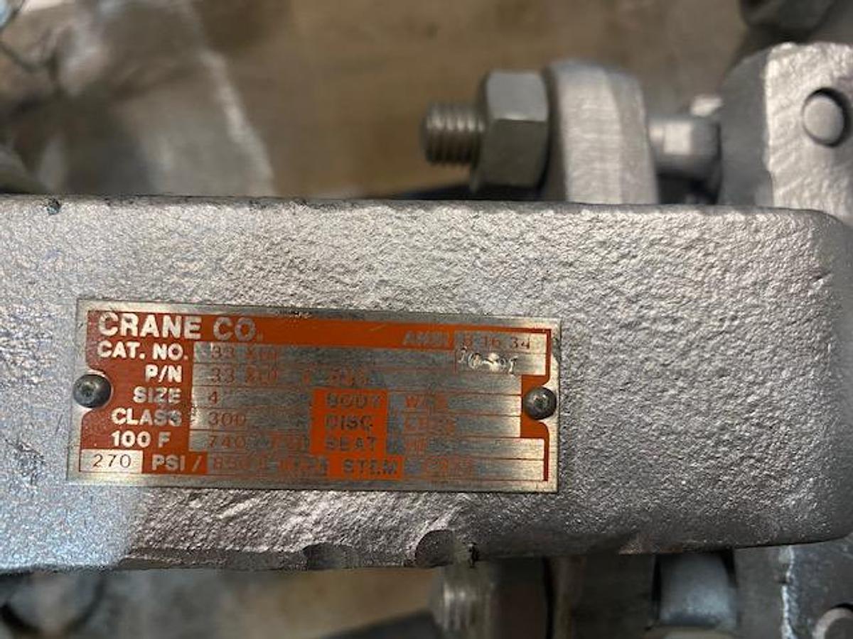 Used CRANE CO. SIZE 4" CLASS 400 STEEL MANUAL BALL VALVES LOT OF (3)