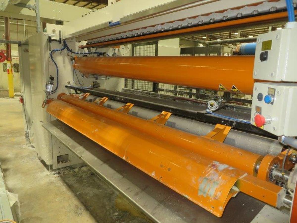 Used 2005 PERINI SINCRO 5.0 106" BRT REWINDING LINE WITH 2 LANE PERINI LOG SAW