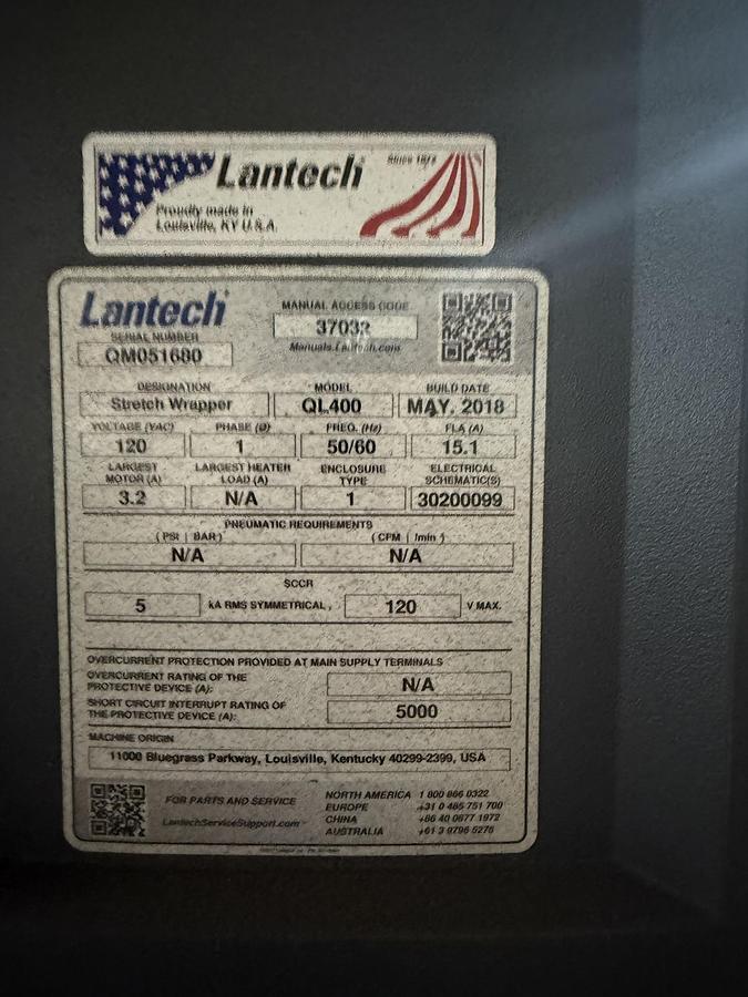 Used LANTECH MODEL QL400 STRETCH WRAPPER MANUFACTURED 2018