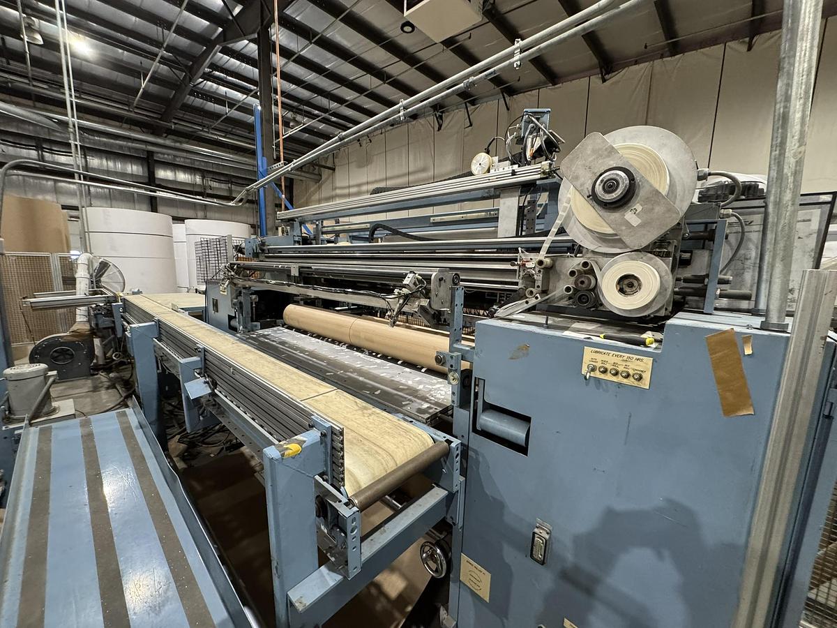 Used 72" WIDE JENNERJAHN MODEL SRA-72 COUNTER ROLL SLITTER REWINDER