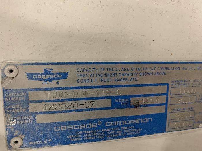 Used CASCADE 60" DIAMETER PAPER ROLL CLAMP R60G-RCP-65283 CLASS III- PENDING SALE NF