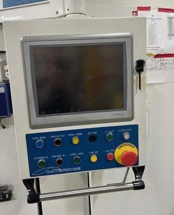 Used 55" WIDE CATBRIDGE DUPLEX TURRET SLITTER REWINDER WITH CORE LOADING - MFG 2018