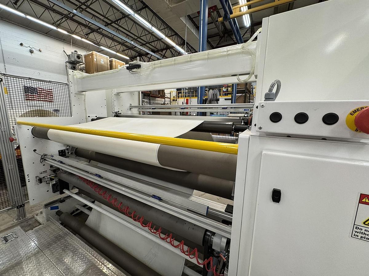 Used 72" WIDE CATBRIDGE MODEL 324 CONTINUOUS RUN SIMPLEX TURRET 24-36" REWIND DIAMETER