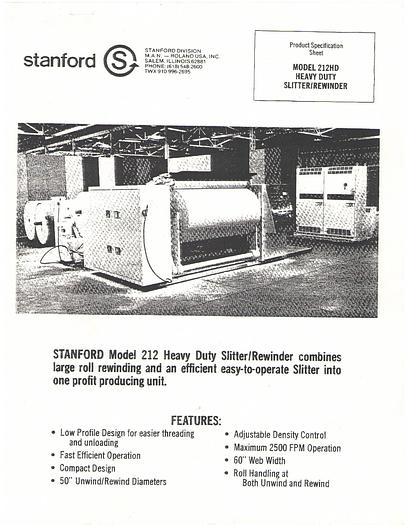Used 40" REFURBISHED STANFORD 212 HD 50" DIAMETERS SHEAR SLITTING - PENDING LS