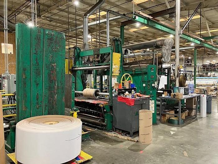 Used 72" WIDE BLACK CLAWSON TDL TWO DRUM WINDER - 72" WOLVERINE 1 COLOR PRESS