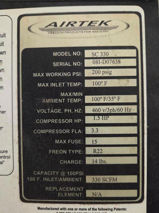 Used INGERSOLL RAND SSR AIR COMPRESSOR SYSTEM WITH AIR DRYER AND AIR TANK