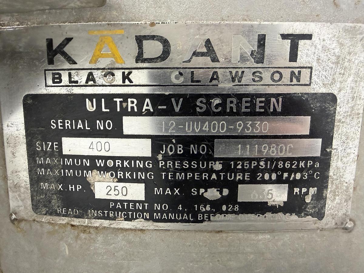 Used KADANT / BLACK CLAWSON UV400 PRESSURE SCREEN NS-111 ROTOR  125HP