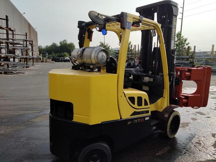 Used 12,000 POUND CAPACITY HYSTER MODEL S120FTPRS FORKLIFT WITH CASCADE ROLL CLAMP 2018