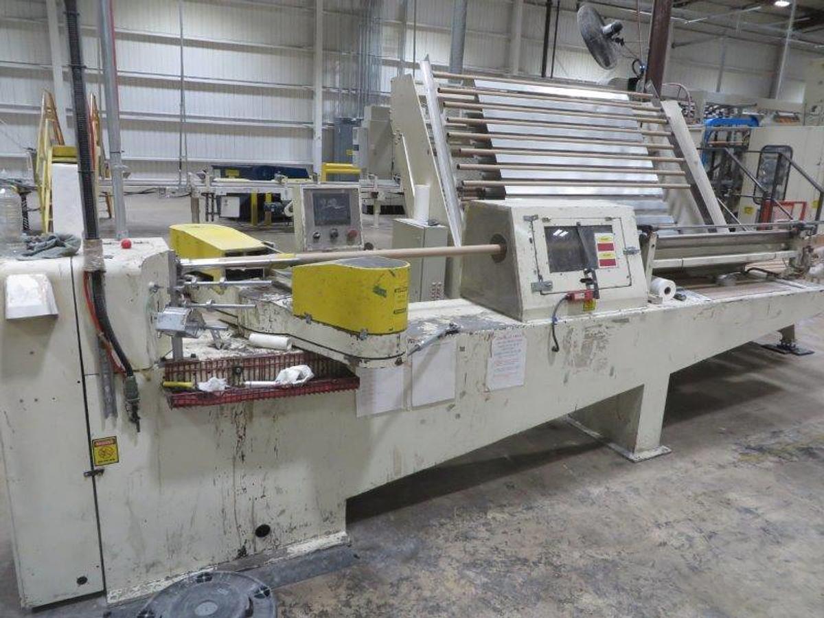 Used 2005 PERINI SINCRO 5.0 106" BRT REWINDING LINE WITH 2 LANE PERINI LOG SAW