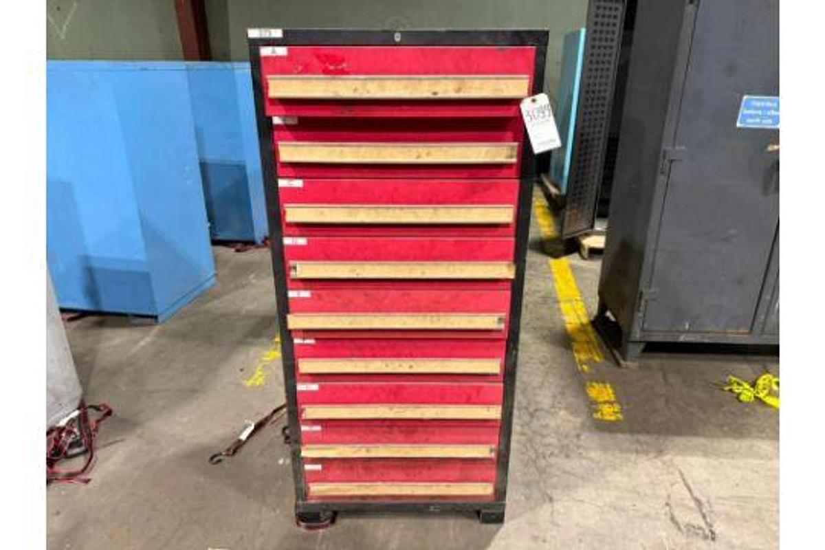 Used INDUSTRIAL 9 DRAWER TOOL CABINET CONTENTS NOT INCLUDED