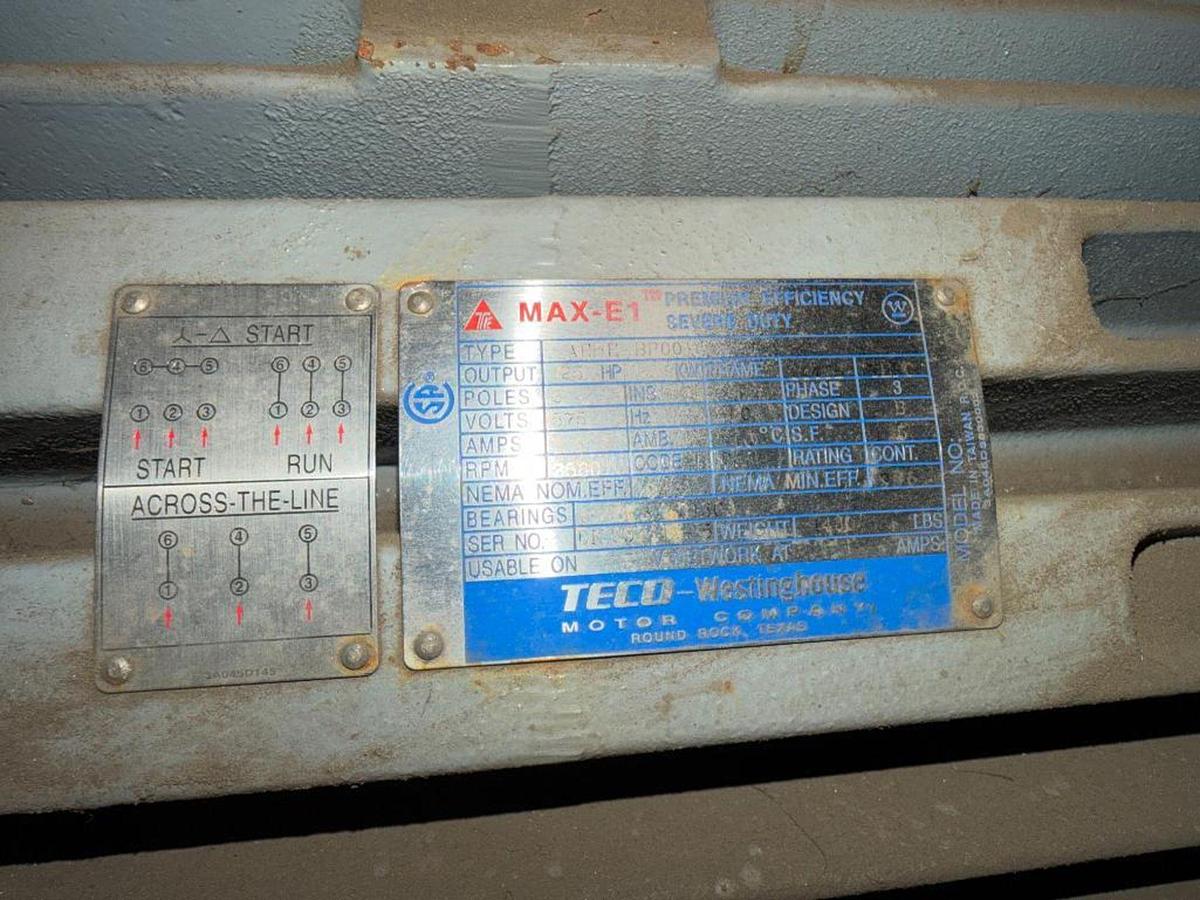 Used 125HP TECO-WESTINGHOUSE AC MOTOR FRAME 444TS